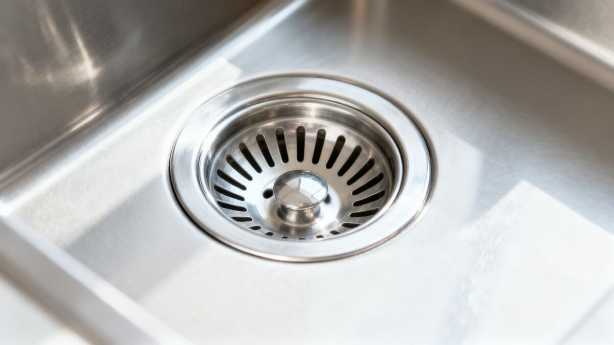 Gepflegter Abfluss mit Metallsieb