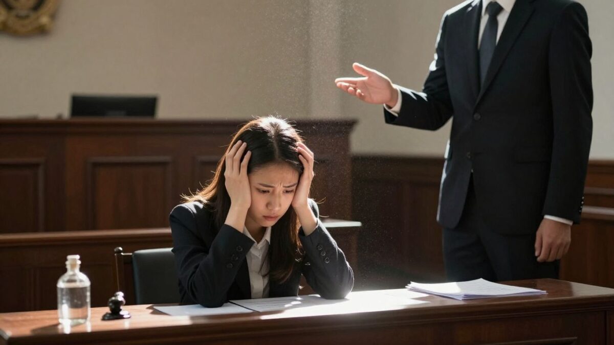 Verwirrter Zeuge im Gerichtssaal, unsicher über seine Rechte.