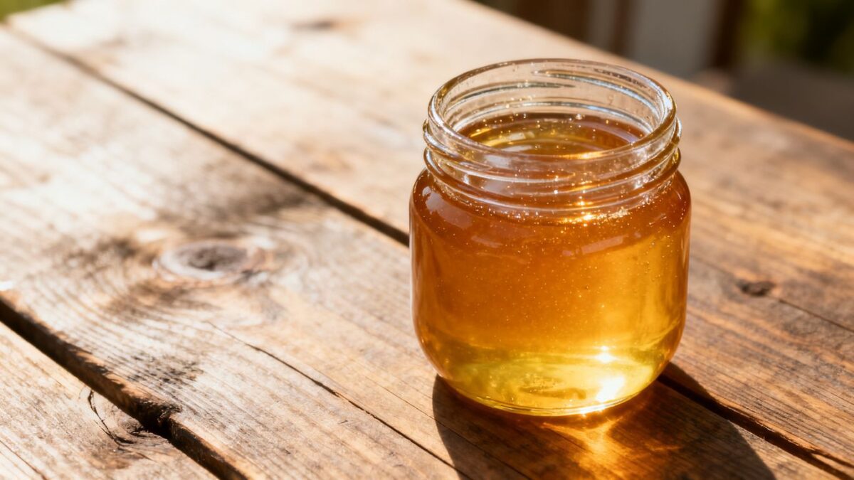 Naturreiner Honig im gläsernen Gefäß