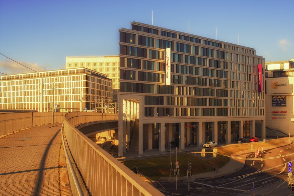Modern hotel building exterior in Stuttgart, Germany, during daytime. Urban architecture and design.