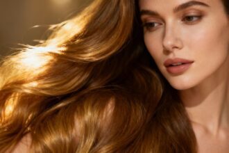 Lange, gesunde Haare einer Frau, die zum Verkauf stehen.