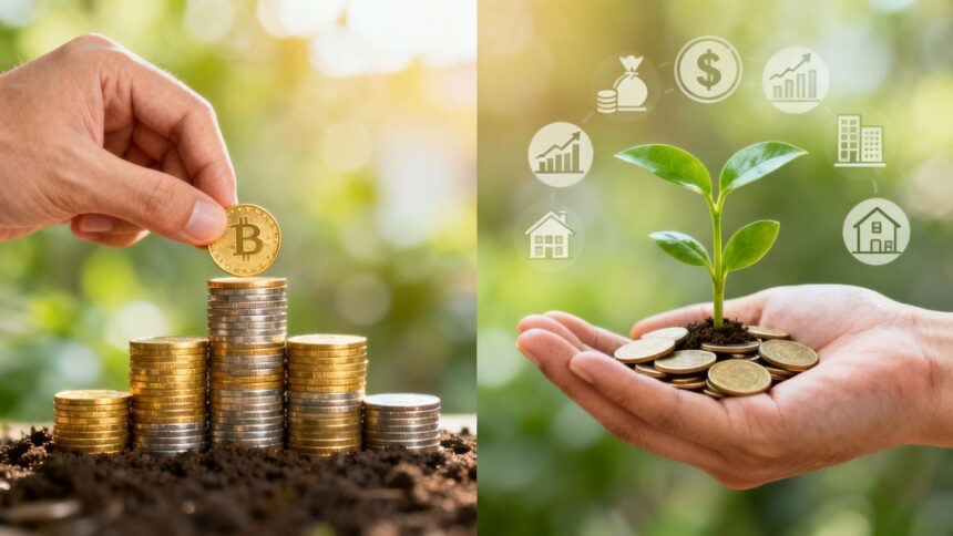 Geld vermehren durch Investitionen in Gold, Aktien und Immobilien.