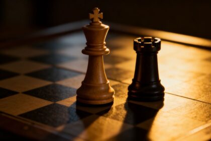 Schachkönig und Turm für Rochade vorbereitet