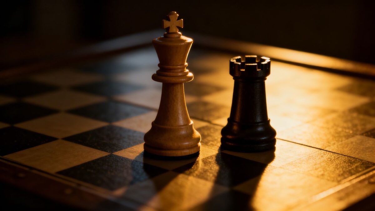 Schachkönig und Turm für Rochade vorbereitet