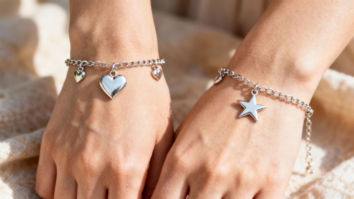 Armbänder für beste Freunde mit Herz- und Sternanhängern.