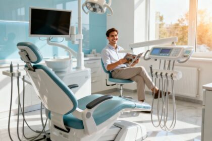 Moderne Zahnklinik in der Türkei mit lächelnden Patienten.