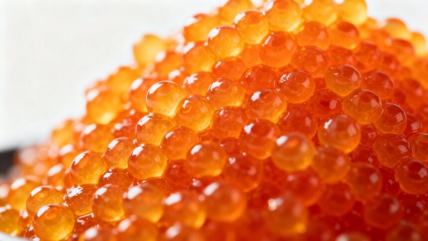 Orange masago fish roe close-up