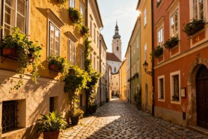 Versteckte Gasse in Passau mit bunten Häusern